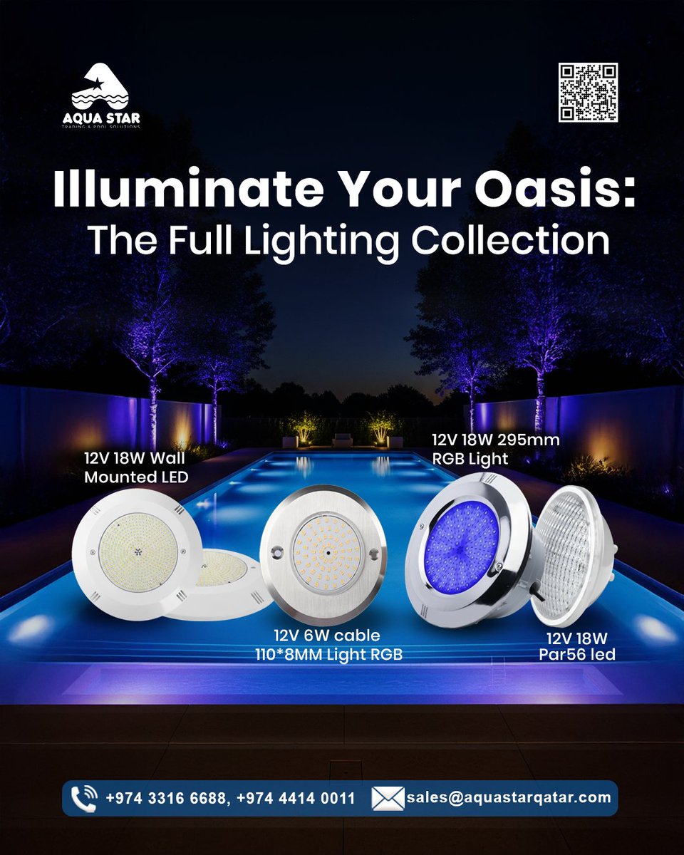 AquaStarQatar's tweet image. Premium pool lighting solutions built to elevate ambience, visibility, and style—day or night. From RGB pool lights to energy-efficient LED pool lights.

📞 +974 3316 6688 | +974 4414 0011
📧 sales@aquastarqatar.com

#PoolLighting #LEDPoolLights #RGBPoolLights  #AquaStar