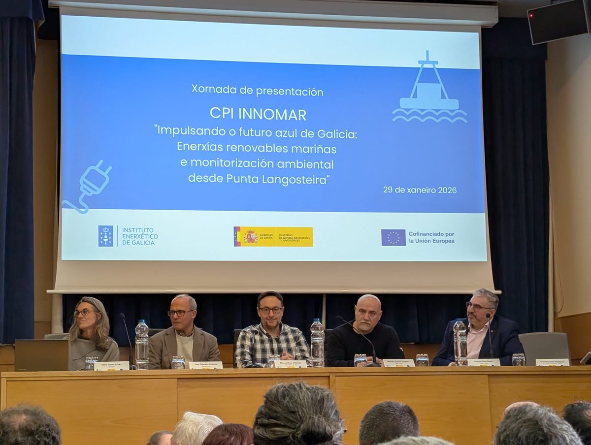EPHYSLAB_Uvigo's tweet photo. 📢 Hoy M. Gómez Gesteira, de @EPHYSLAB_Uvigo @CIM_Uvigo, asiste a la presentación del proyecto #INNOMAR en A Coruña.
Un proyecto centrado en energías renovables marinas y monitorización ambiental en Punta Langosteira. 🌊 https://t.co/Y1l0avkIpq