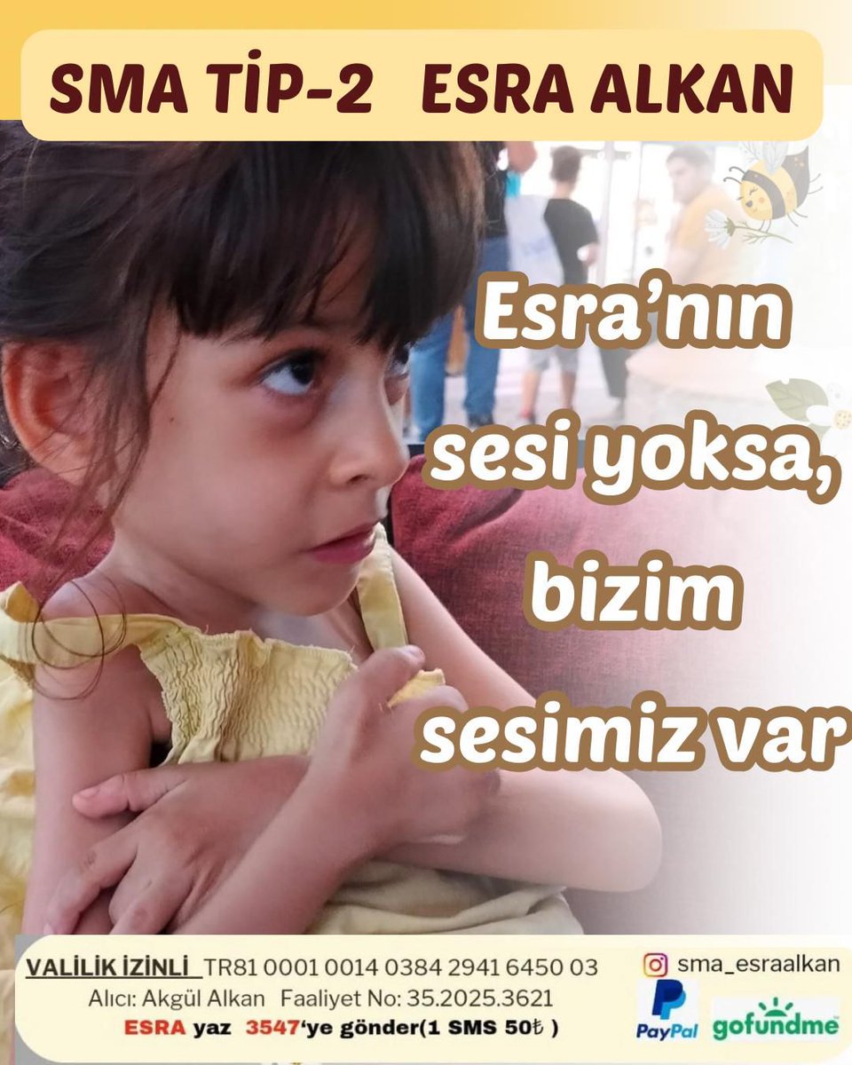SMA, Esra’nın kaslarını değil;
zamanını çalıyor.
#YaKademeYaSeçim
#MCIvGS  #Perşembe  #altın #PesDiyorum  #Yeraltı <a href="/EFELERiiNEFESi3/">EFELERİN EFESİ</a>  #SMA #EsramızınYüzüGülsün
Her sessiz geçen gün,
onun çocukluğundan eksiliyor.

Esra Alkan için bir ses olmak,
bir el uzatmak,
bir nefes olmaktır.