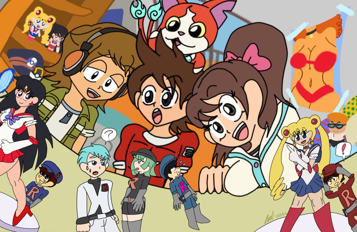 The Yokai-Watch crew encounter some strange new "Yokai" that came from a portal! Lil' do they know they're Team Rocket that came from the Pokémon Universe! 😲

Part 1 of a BIG c0mms for anonymous! Part 2 later on! ^^
#sizetwitter #Yokaiwatch #pokemon #CartoonNetwork #SailorMoon