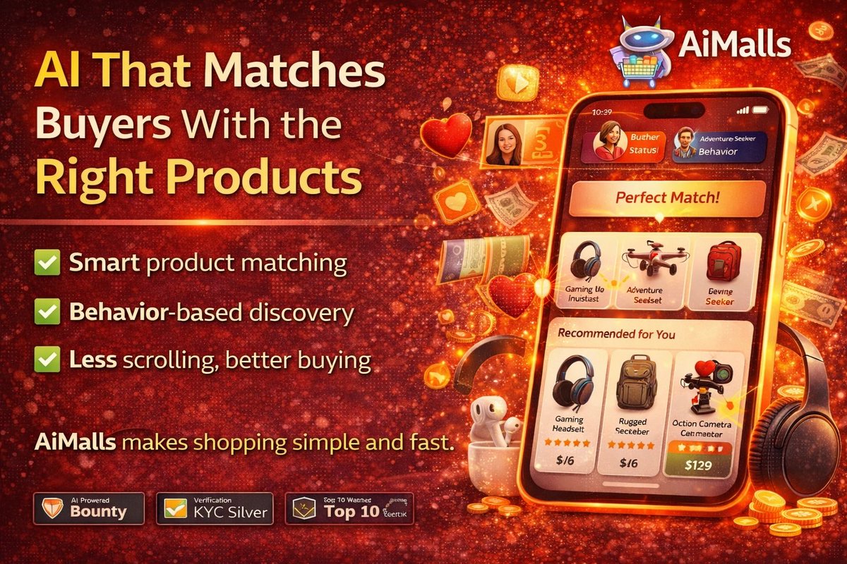 ai_malls's tweet photo. Most platforms show random products.

AiMalls uses AI to match buyers with the right items — based on behavior, not guesswork.

Less scrolling. Better buying.

#AiMalls #SmartCommerce #AIShopping #AIT https://t.co/lGcZVq8qh2