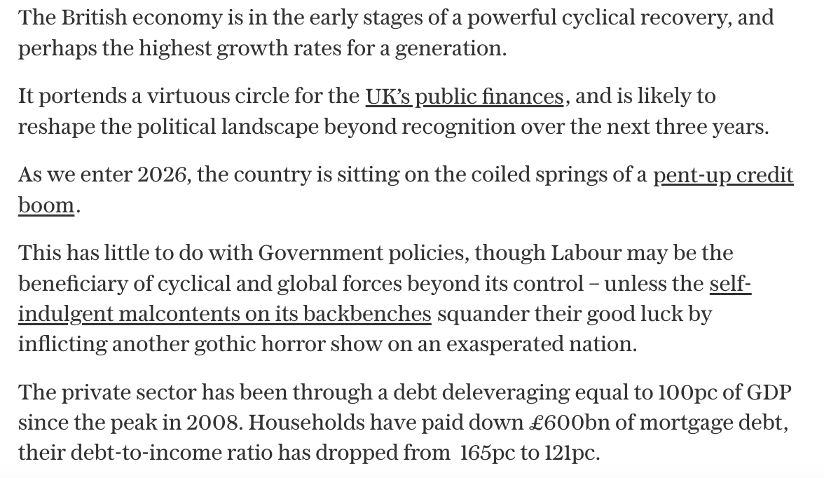 Very encouraging report in the Telegraph on Britain's economic prospects – and potentially Labour's hopes too