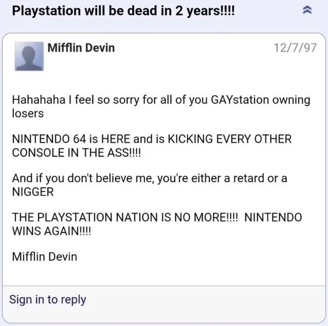 Gamers have been hating since before I was born