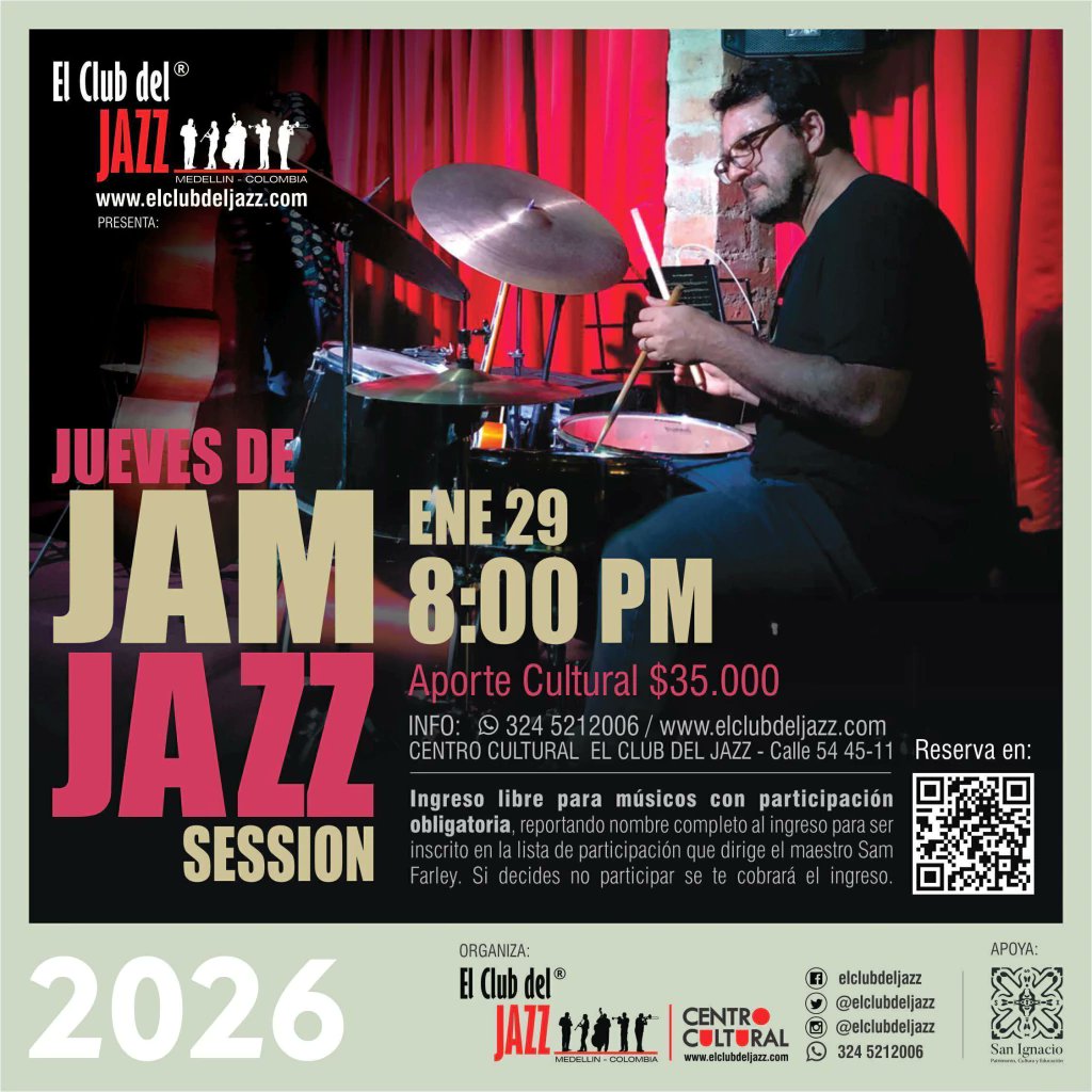 ElClubdelJazz's tweet photo. HOY...
JAZZ JAM SESSION 

Disfruta del Talento Local y de Visitantes en nuestra Clasica Jazz Jam Session dirigida por el maestro Sam Farley.

8PM /35K 
Reservas https://t.co/V970K4CQOF

Calle 54 45-11 #medellin https://t.co/ZUERVnemNN