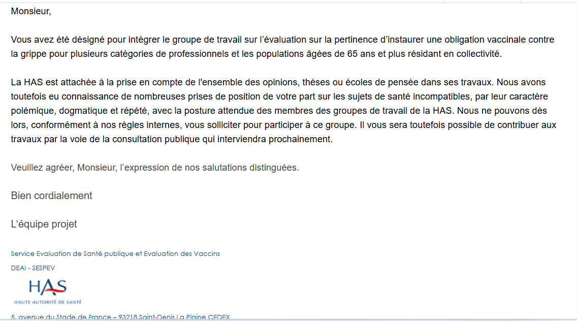 Franck20270's tweet image. ça a été vite !
La @HAS_sante ne souhaite pas d'avis divergents.
Les masques tombent et cette commission n'a donc plus aucune crédibilité
Bingo