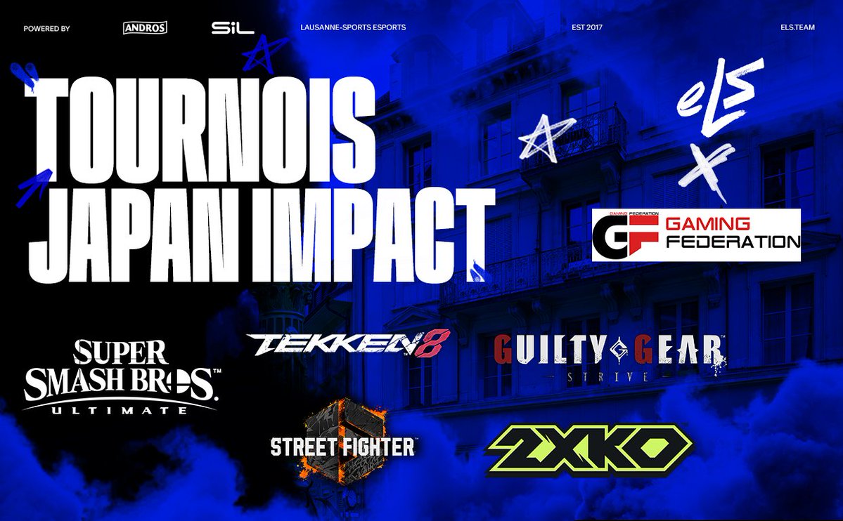 lausanneesports's tweet image. Pour cette édition de @JapanImpact 2026, Lausanne Esport s’associe à @GamingFed pour vous proposer des tournois de folie ! Retrouvez-nous sur:
•Smash ultimate
•Tekken 8
•Guilty Gear Strive
•2XKO
•Street fighter 6

Inscrivez-vous dès maintenant: 
👉start.gg/tournament/jap…