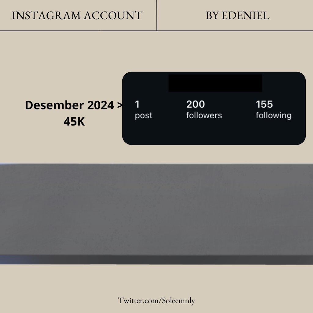 Wts want to sell acc akun inst agram ig

✏️ followers moots indo 
✏️ create tahun lama 2024 no logo new
✏️ cocok untuk akun pribadi, RP, BA olshop 

💰di foto. DM ke <a href="/Soleemnly/">Eden.</a> #zonauang