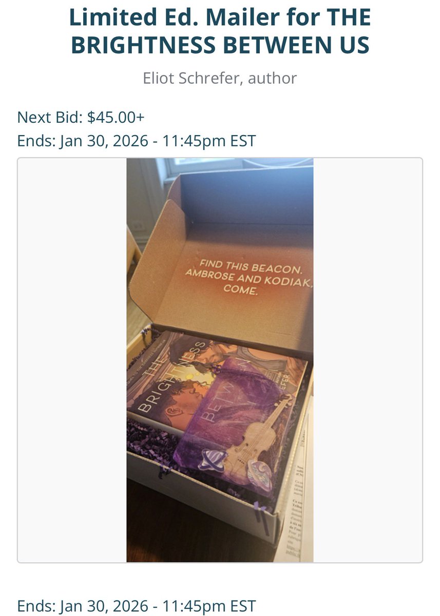 TDOUNews's tweet photo. An exclusive mailer from The Brightness Between Us is available for auction supporting Publishing For Minnesota! 

Bidding ends at 11:45pm EST tomorrow so get your bid in soon &amp; help raise money for emergency assistance to those impacted by ICE raids in Minnesota. 

Link below ⬇️ https://t.co/JSzwphsxUI