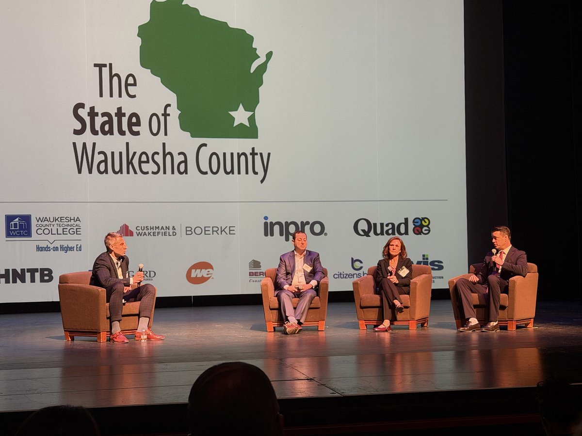 MayorRick53150's tweet photo. Great way to start the day at the State of Waukesha County hosted by the Waukesha County Business Alliance. Strong insights from Paul Farrow, Nancy Johnshoy, and leaders from GE Healthcare, ABB &amp; Milwaukee Electric Tool. 💼📈 https://t.co/cz52AyGrmu