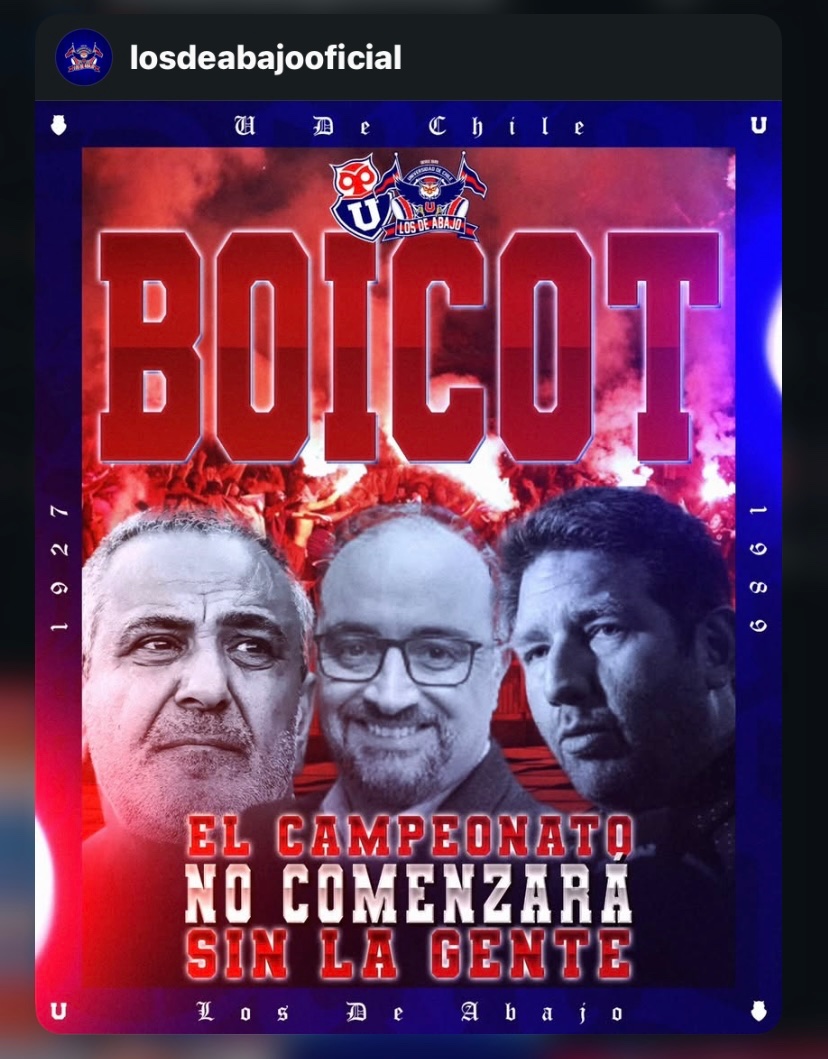JERAZUL1927's tweet photo. 🚨LDA amenaza BOICOTEAR la primera fecha del campeonato nacional, no sólo el partido de la @udechile vs Audax, si no que todas las otras fechas. 

Realiza un llamado a no ingresar a la galería sur el día de mañana y el que haga caso omiso, lo verán como en contras de sus ideales https://t.co/BcYYlfMsnE