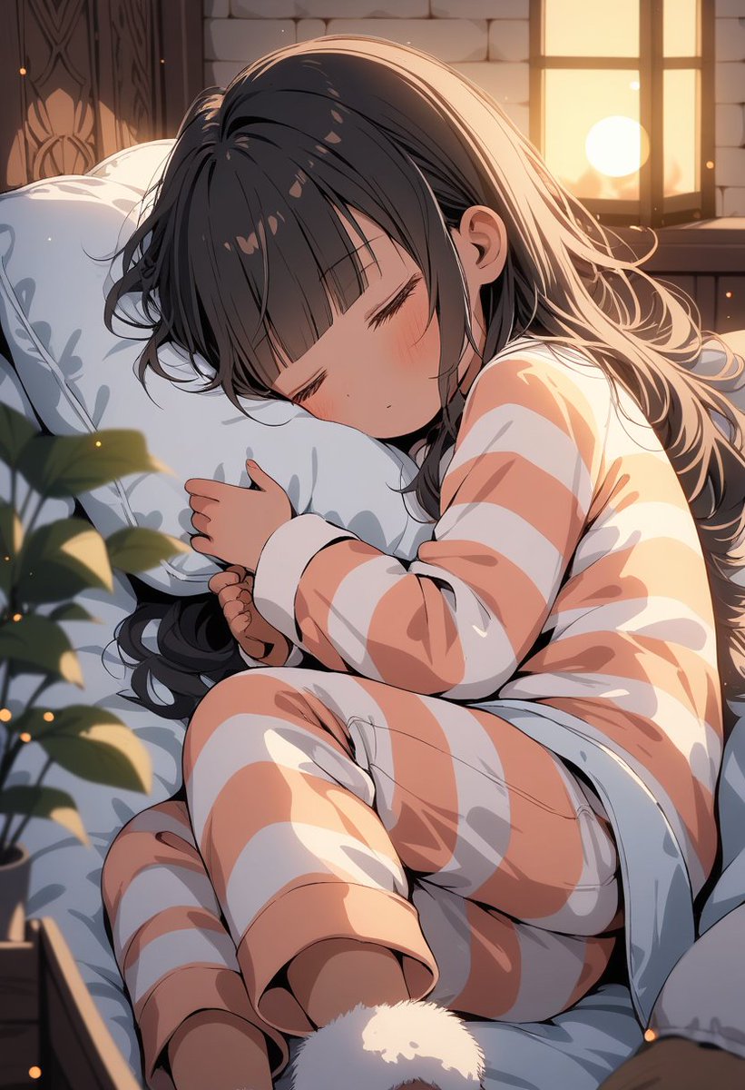 原画イラスト【ゆっくりお休みなさい】 皆さんゆっくり休んでくださいね(*^-^)🎵 お休みなさい😴 #AIart #AI