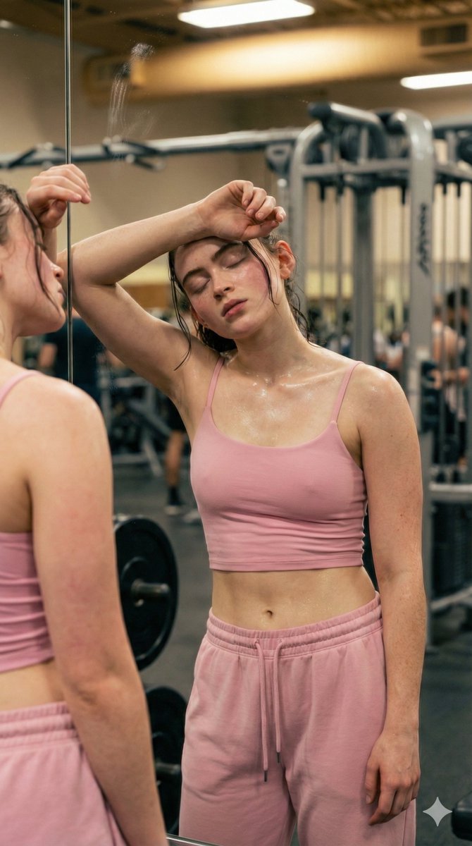 Sadie Sink Gym Mirror Reflection