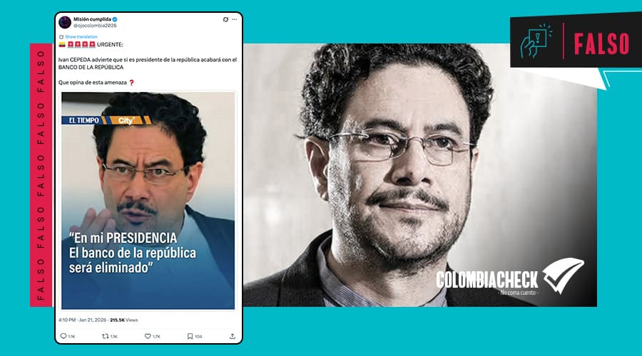 #FALSO Iván Cepeda no prometió eliminar el Banco de la República
📌Se trata de un montaje que suplanta a El Tiempo y Citytv para difundir una frase apócrifa
📌No existe evidencia ni registro público de esa declaración en medios o en las redes del senador
🔗acortar.link/1ces7z