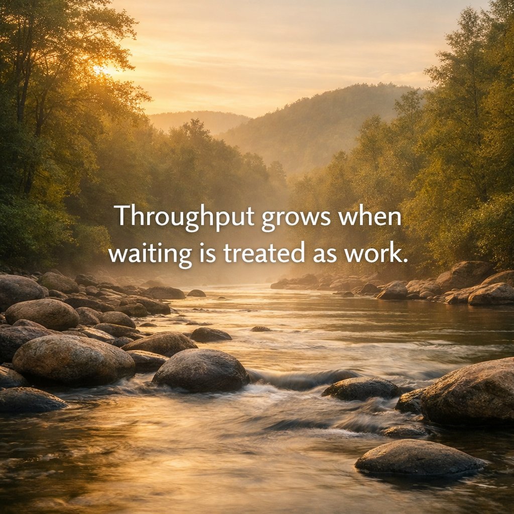 Kanbannavigator's tweet image. What would change if waiting showed up on your board today?

#Kanban #FlowThinking #Throughput #WorkInProgress #VisualizeWork #LeanThinking #SystemsThinking #ContinuousImprovement #FlowEfficiency #QueueingTheory #LeadershipThinking #CalmSystems #BetterQuestions #ModernWork