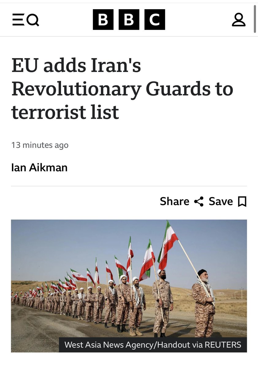 NazaninAJ's tweet image. Today, I am in tears alongside my fellow activists as a day we have waited for has finally arrived. The European Union has finally designated the Islamic Revolutionary Guard Corps as a terrorist organization.

This step should have been taken decades ago, but we are relieved and…