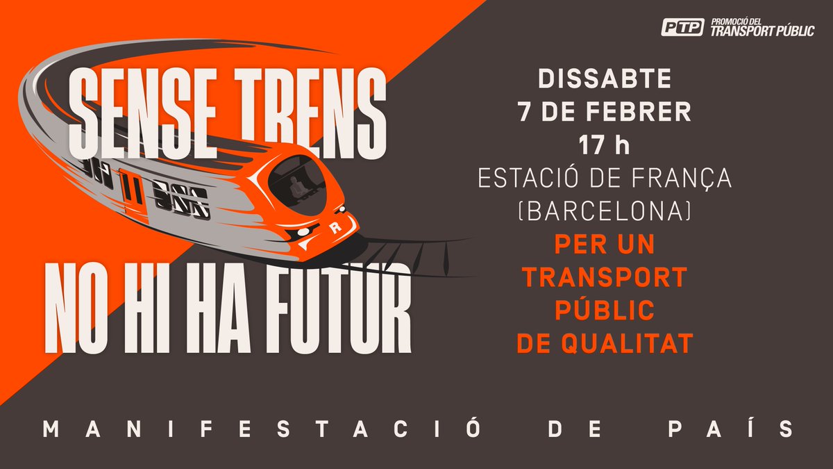 ⚠️ No podem permetre que partits com el PP, responsables d'anys de desinversions a Catalunya, instrumentalitzi i intenti parasitar una manifestació unitària, transversal i de país, convocada i promoguda per plataformes d'usuaris del transport públic i la societat civil.