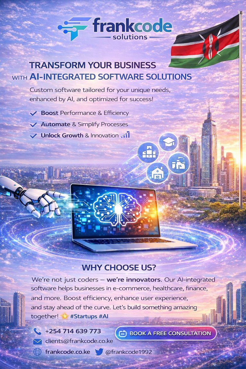 Frankcode1992's tweet photo. @AlinurMohamed_ African businesses deserve world-class software.
We’re building it — one system at a time. 🌍
Proudly Kenyan. Globally competitive.
#FrankCode #MadeInKenya https://t.co/HJQBHC60Nc