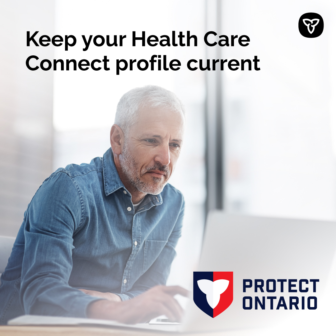 ONThealth's tweet photo. Already registered with Health Care Connect?

You can update your info anytime: change your address, contact details or health needs quickly and easily online. Use the self-service page to keep your profile up to date.

📱  https://t.co/zVuvKhFFOf https://t.co/1Qs7dvsJLK