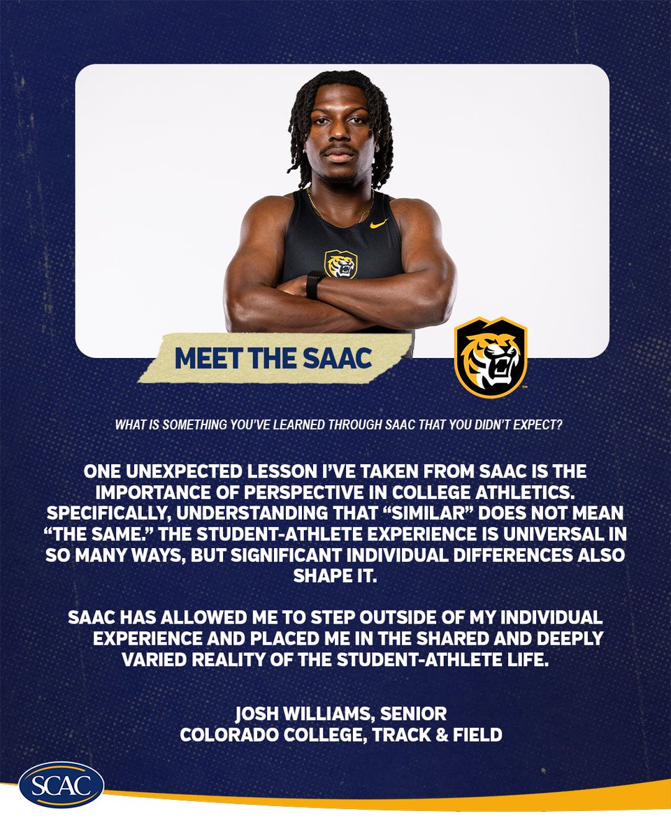 SCAC_Sports's tweet photo. Shaping teams. Shaping campuses.
"Meet the SAAC" Week 1️⃣
Highlighting leaders in the SCAC 💪
Harleigh Russell of Texas Lutheran
Josh Williams of Colorado College
#SCACPride | #WhyD3 | #SCACSB | #SCACTrack https://t.co/LOyd1Y7lw2