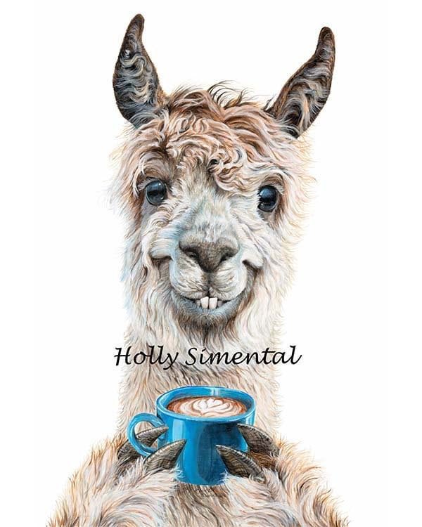 Llama Latte signed prints in my #etsy shop! #llama #coffee #coffeeshop #coffeelover #coffeeaholic #gift #giftidea #gifts #giftshop #animal #animalart #animallover #art #artwork #artist #whimsical #animalartist #hollysimental