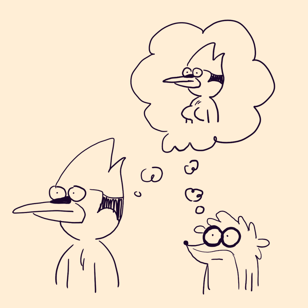 i started rewatching regular show right b4 last year ended but i forgot that it has like 250 episodes, i only got up to s3 and made this doodle lol