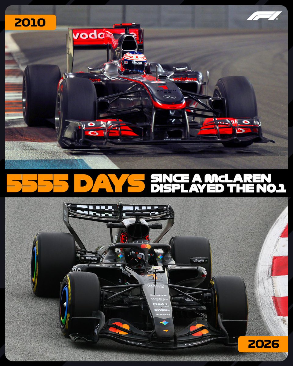 F1's tweet image. The Number 1️⃣ is back on a McLaren 🔥

Lando Norris is the first driver for the Woking-based team since Jenson Button to display the number on their car 👊

#F1