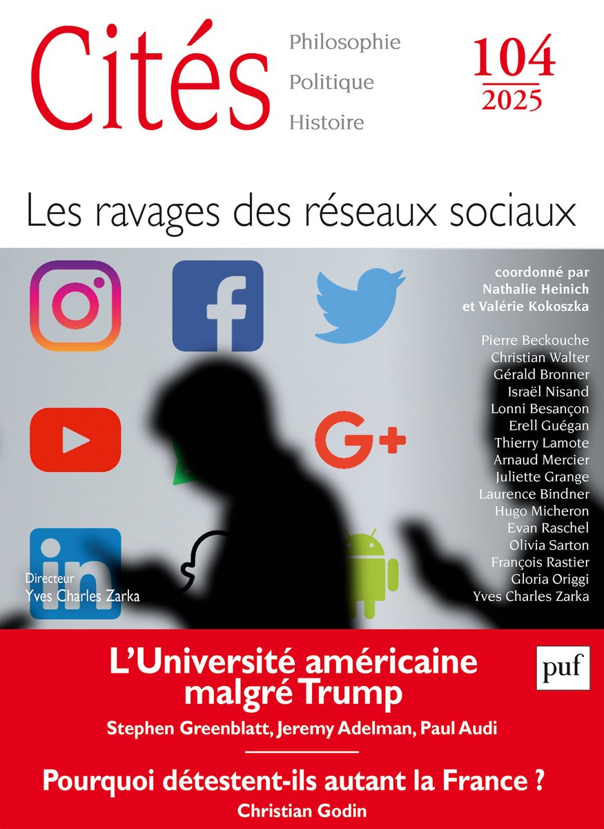« Les fantômes du cyberespace » – dans Cités (PUF).
Désincarnation, spectralité, réseaux sociaux, IA : le Web fabrique des fantômes.
🔓 Accès gratuit (jusqu’au 18/02/2026) : shs.cairn.info/tap-btzrycc4iy…
Et : antimonde.fr/2026/01/29/fan…

#cyberespace #IA #fantômes #corps #réseauxsociaux
