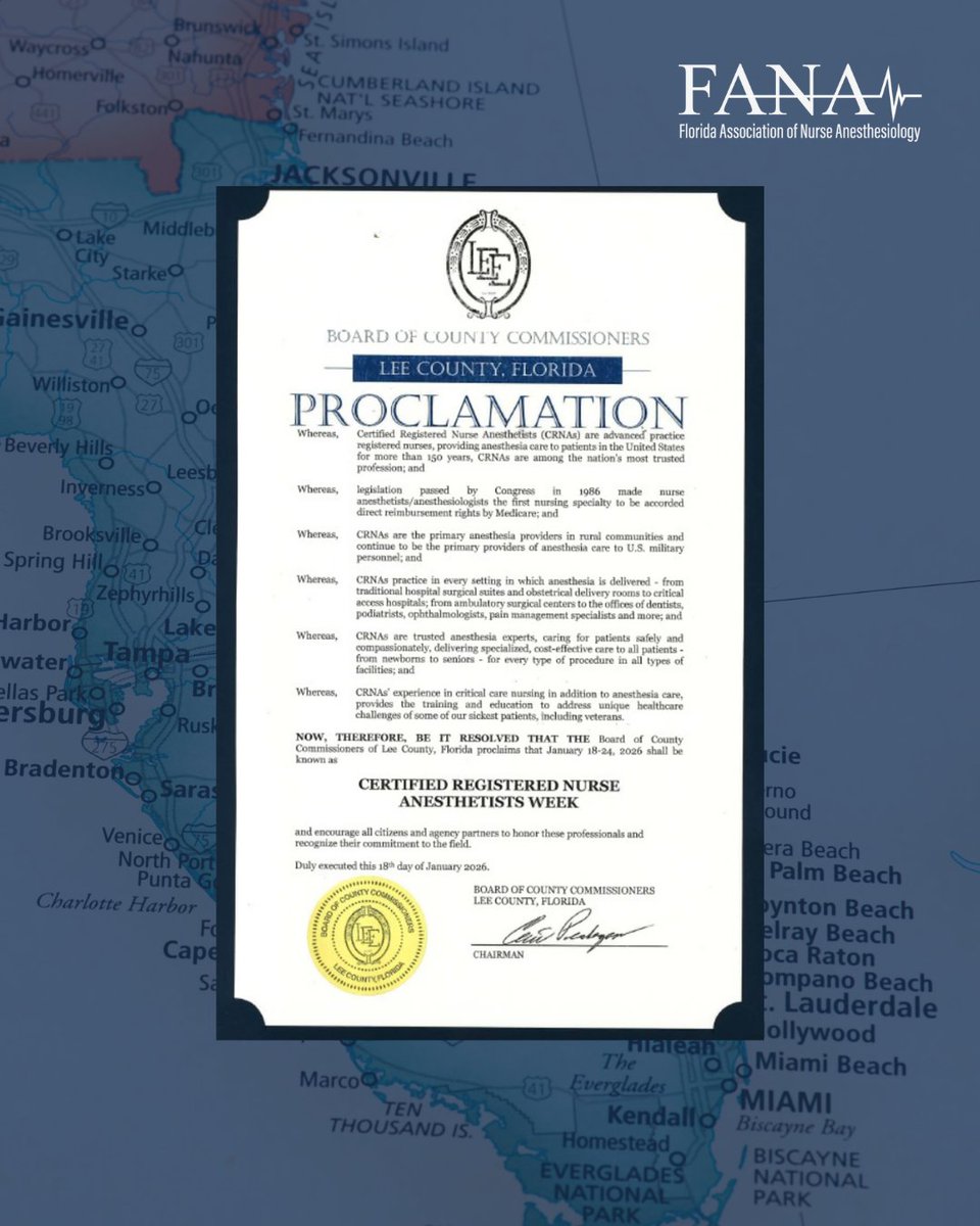 Thank you @leecounty for this proclamation declaring this week #crnaweek