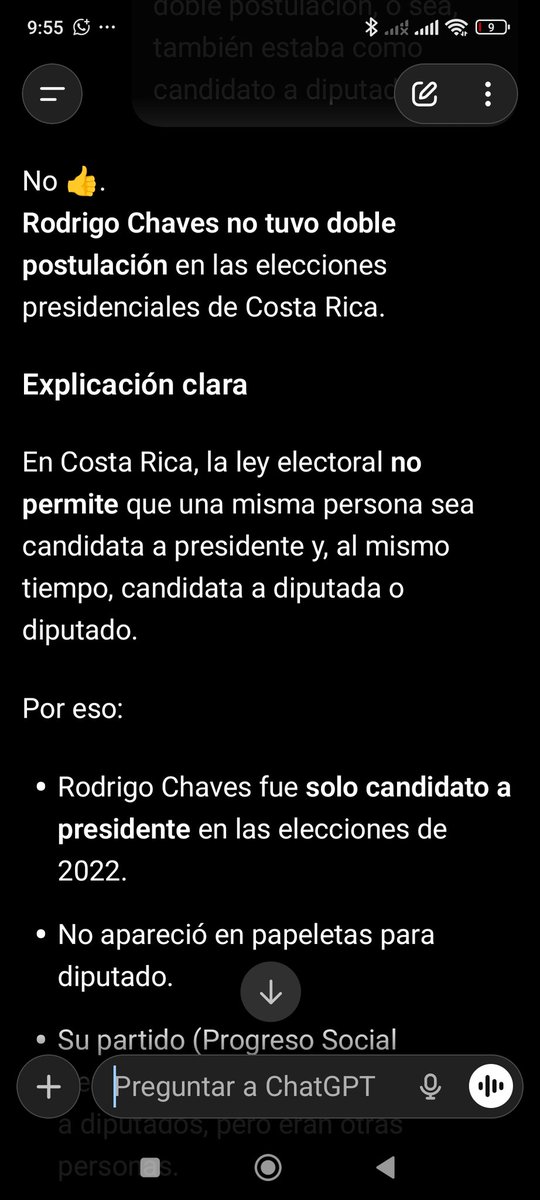 maticesmanager's tweet photo. No recordaba si Rodrigo Chávez llevaba doble postulación y miren lo que dijo ChatGPT https://t.co/ubUryvfVJm
