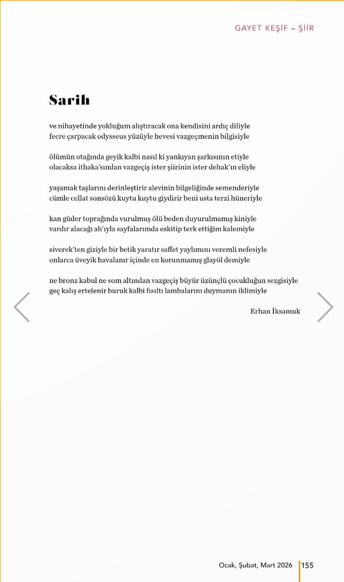 Gayet Dergi'de, gayet "Sarih" bir şiirim var.