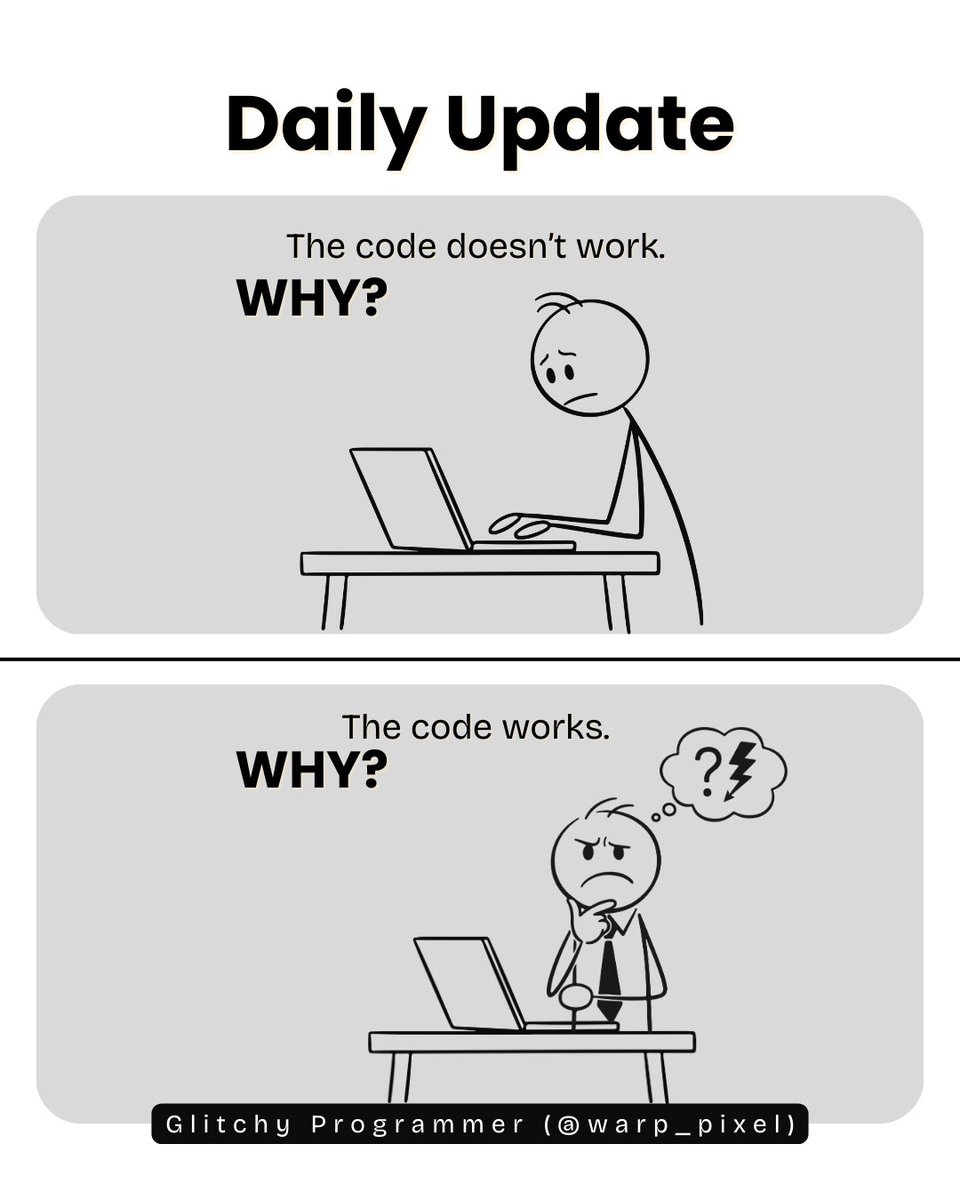 warp_pixel's tweet photo. Even when the code works, it still scares us…

#programmerlife #codinglife #developerhumor #codehumor https://t.co/gJIEutGEbS
