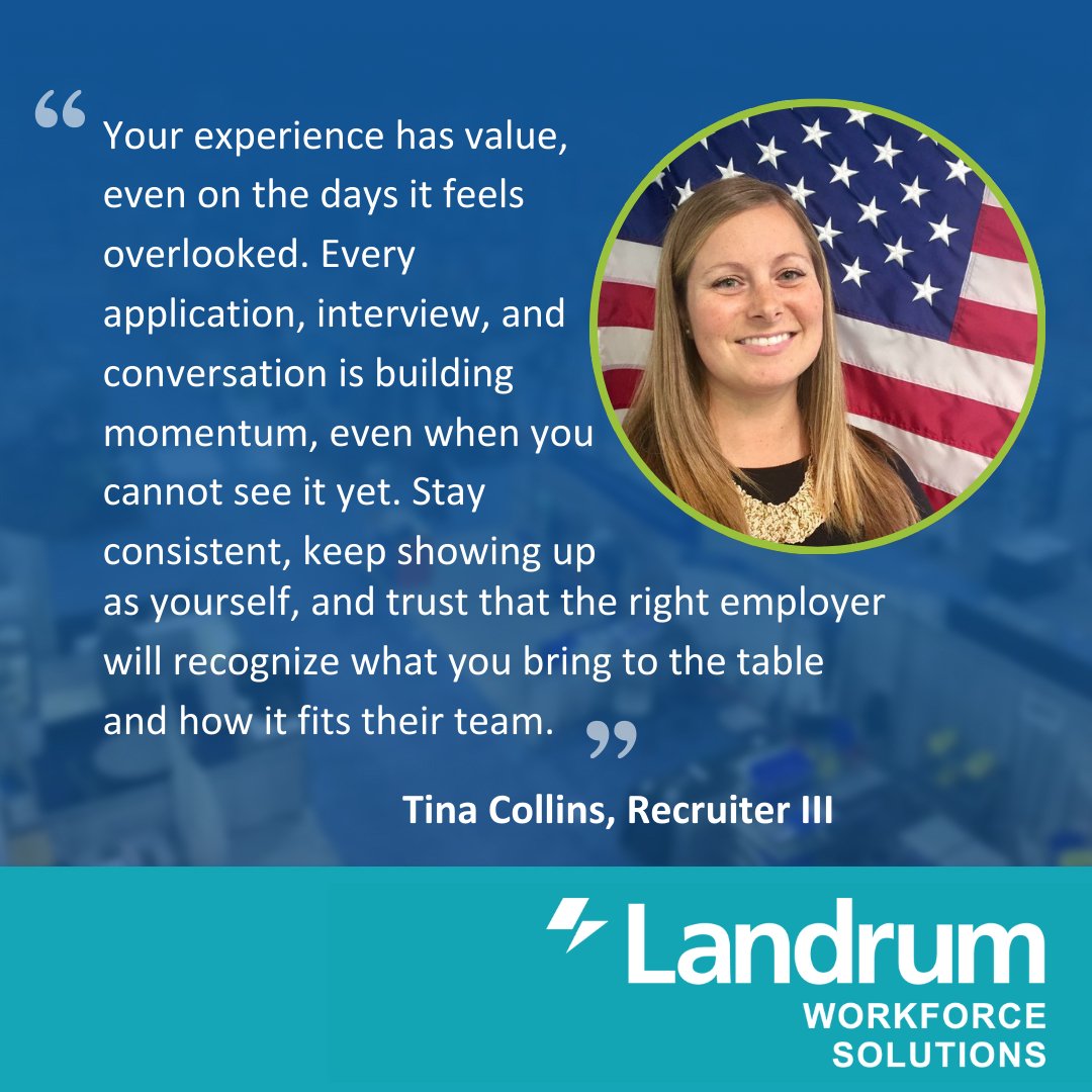 LandrumJobs's tweet photo. Your experience matters, and we believe in the momentum you’re building. These words from Tina Collins, CSP, are a great reminder to stay consistent and trust your path.

Want to talk with someone? Connect with us here: https://t.co/G6XyaS2Wa7 https://t.co/uNVp8YCxM9