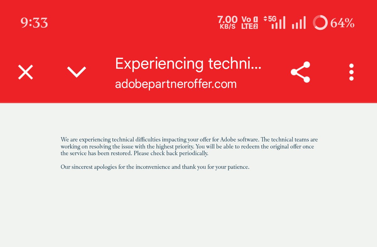 AnkitKu412's tweet photo. @airtelnews @Adobe Repeatedly Facing This Error https://t.co/SPI0KpIKyd