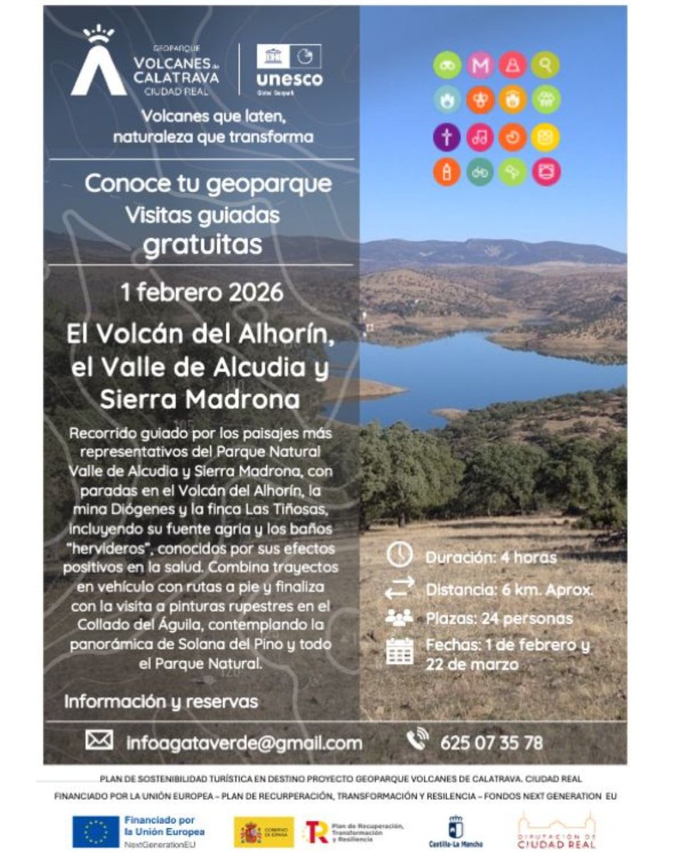 GeoParqueVolcan's tweet photo. El programa gratuito de visitas guiadas interpretativas del Geoparque Volcanes de Calatrava Ciudad Real arranca con un recorrido por algunos de los paisajes más representativos del Parque Natural Valle de Alcudia y Sierra Madrona. https://t.co/NrB5WcSd40 https://t.co/daJGi9YE3W