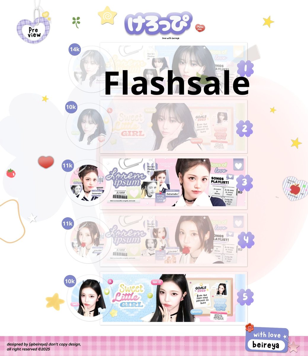 bewreya's tweet image. Help repost ya makasih 🥰

Haloo! Aku ada bawa layout ready stock karina, ian, carmen &amp;amp; wonyoung yg bisa sung take sekarang juga

💰 : SPAY/QRIS ONLY 
💸 : cek pict

🤗 order ke tele only cek my bio

#zonauang