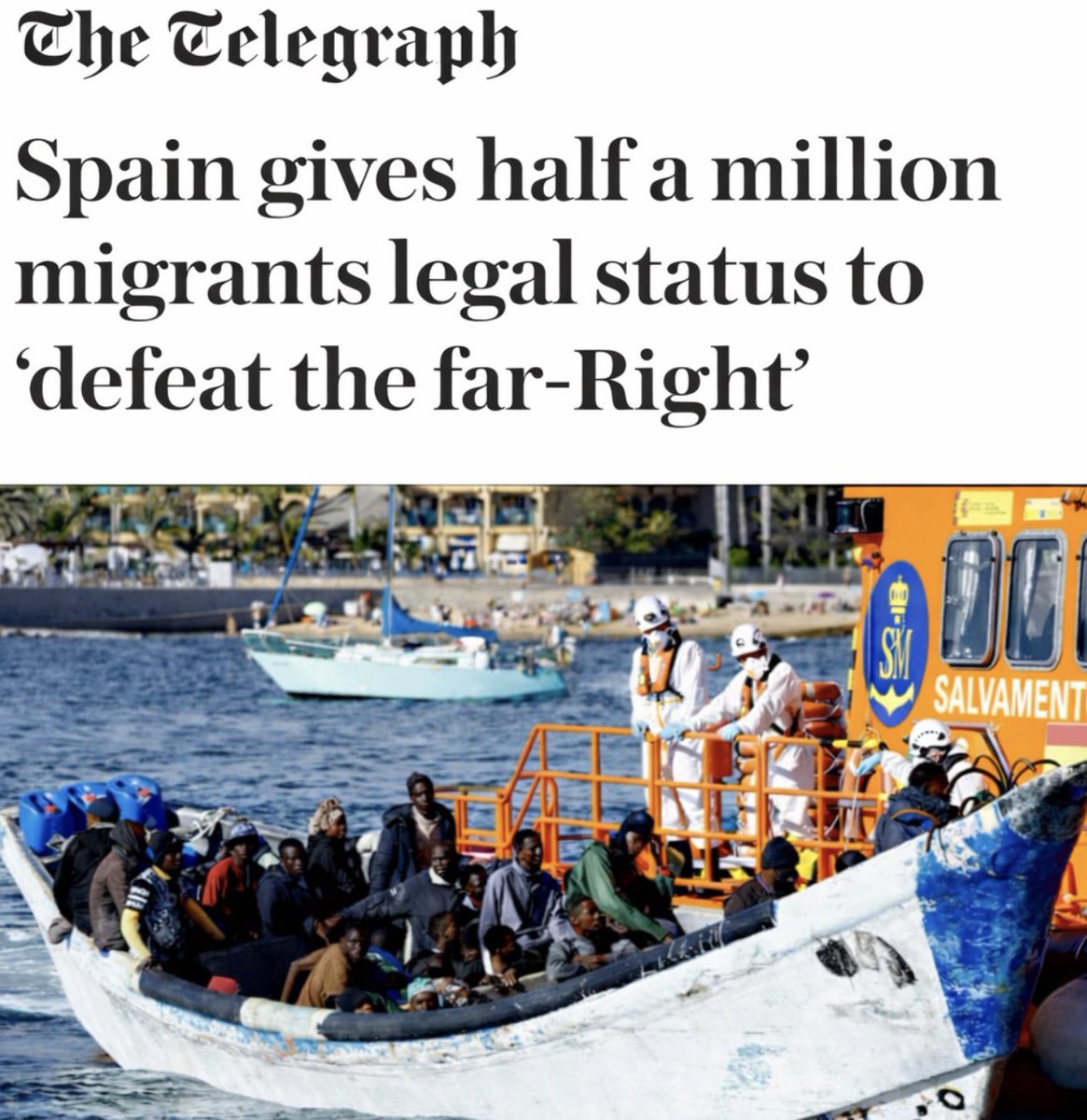 The Spanish government is bypassing parliament to regularise 500K Africans.

This is an act of war against the Spanish people and against every nation that is a part of the E.U.