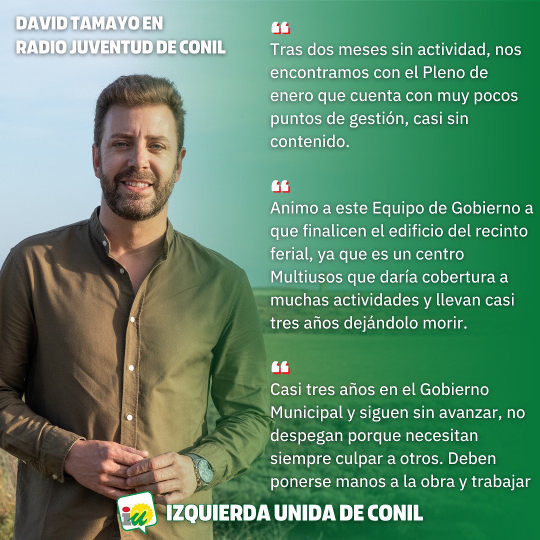 IUConil's tweet photo. 🔻INTERVENCIÓN RJC
David Tamayo | 29/01/2026

⚫️PALABRAS PARA JUAN MORILLO
⛈️TEMPORAL
💬SINDICATOS
📝PUNTOS DEL PLENO
⚪️MOCIÓN IU SANIDAD
🏫COLEGIOS RURALES
👏🏼FELICITACIÓN A LA CHIRIGOTA DEL SOFRI

Escucha la intervención completa aquí: 🎙https://t.co/cjEUYf7igL https://t.co/iUwBIZm6tU
