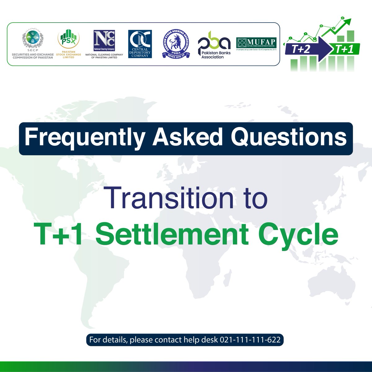 NCCPLPK's tweet image. Have questions about the T+1 Settlement Cycle?

Here are some frequently asked questions to help investors and market participants understand the transition from the T+2 to the T+1 settlement cycle.

#FAQs #Tplus1 #Tplus1SettlementCyle #T1Settlement #SettlementCycle #SECP
