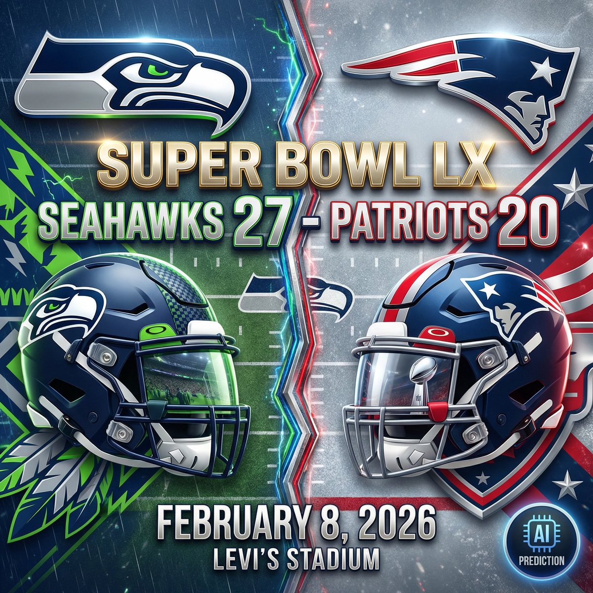 matsonian's tweet photo. PREDICTION:  Seahawks 27, Patriots 20

Dammit.

I want Pats to win!

I asked @ManusAI to fully analyze the teams, their history, their players and make a prediction for the Superbowl.

First reply below is it's full analysis and reason for the prediction. https://t.co/CdixTOJUCd