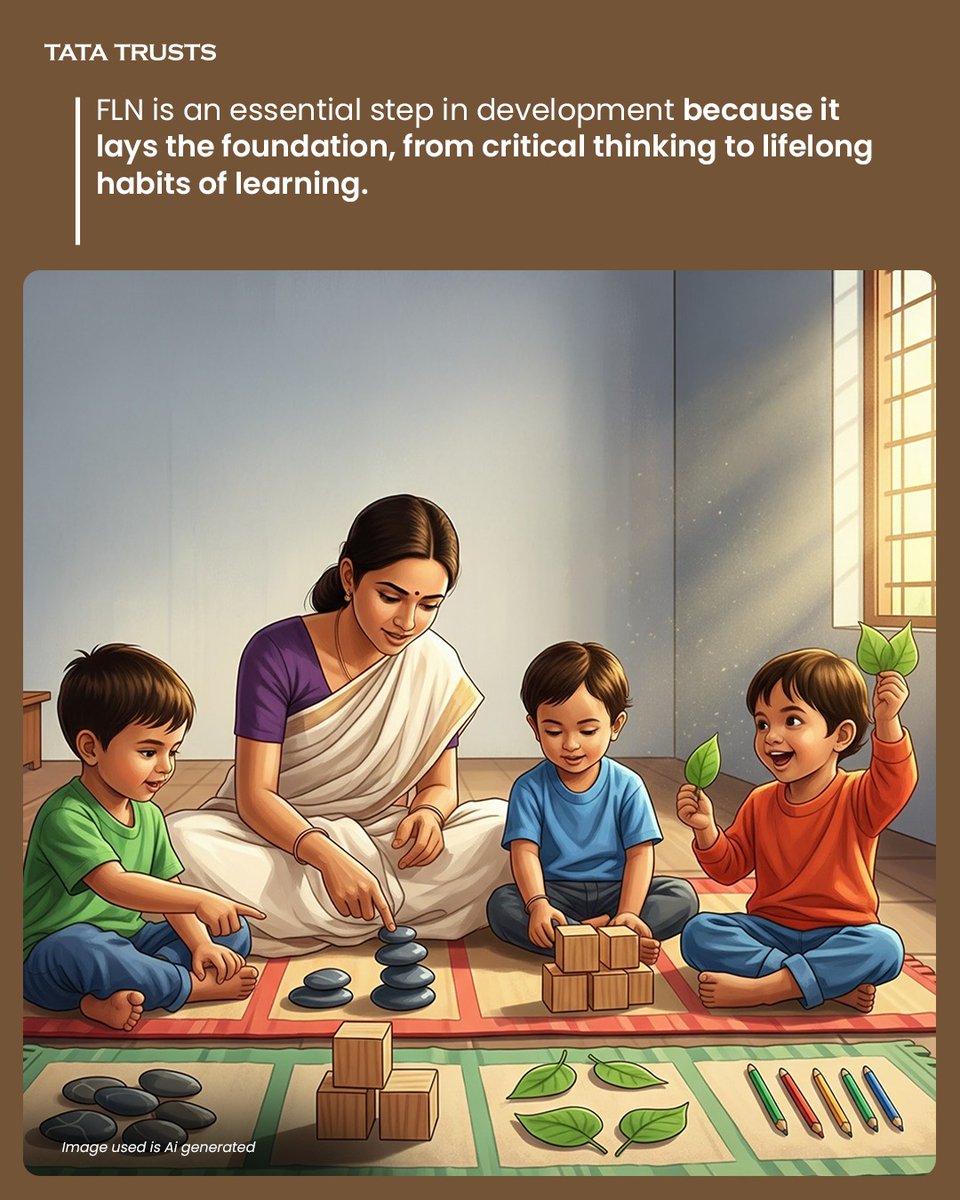 tatatrusts's tweet photo. Through sustained support to schools and educators, the Tata Trusts are working to prioritise Foundational Literacy and Numeracy (FLN) across communities, into the way children learn and understand language and numbers.

#Simplified #FLN #LearnWithUs #TermSimplified #IgniteYourCuriosity #LearnAndEvolve #EducationForAll #SDG4 #TataTrusts