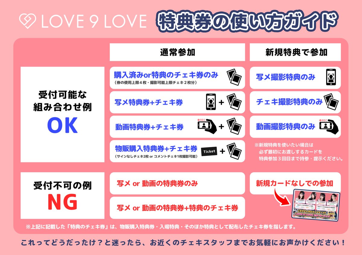 特典券の使用につきまして】 新規特典でご参加の場合のみ、各特典を