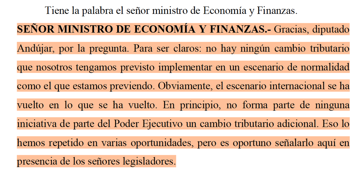 Sebandujar's tweet image. El ministro de Economia responde sobre el TARIFAZO como un "RELATO" cuando todos sabemos que es un "DATO". Ademas vuelve a aventurarse en decir  que “absolutamente no” habrá más modificaciones tributarias. El 7 de Enero en el parlamento dijo lo mismo, a los 12 dias hizo lo…