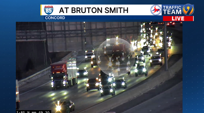 TrafficTeam9's tweet image. ALERT: This crash is I-85 SB at Bruton Smith Blvd. blocking the center lane.  #ConcordNC #CabarrusCo #clt #cltraffic #clttraffic