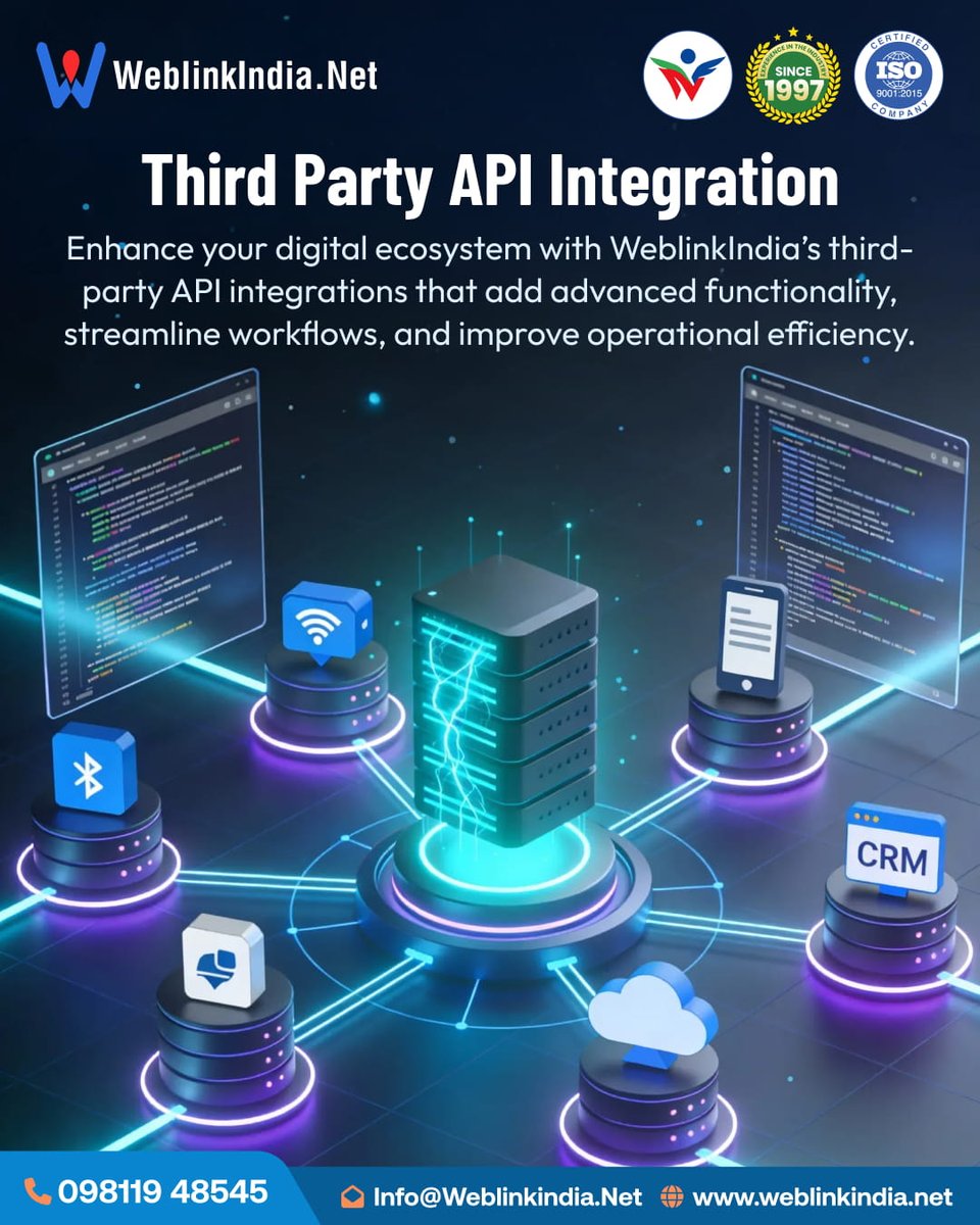 WEBLINKIndia's tweet photo. Power Your Business with Seamless Third-Party API Integration! 🔗⚙️

Supercharge your digital ecosystem with https://t.co/Mv80sl3z5T!

#APIIntegration #ThirdPartyAPI #WeblinkIndia #DigitalTransformation #CRMIntegration #BusinessAutomation #WorkflowOptimization #TechSolutions #API https://t.co/tusgkHrZGZ