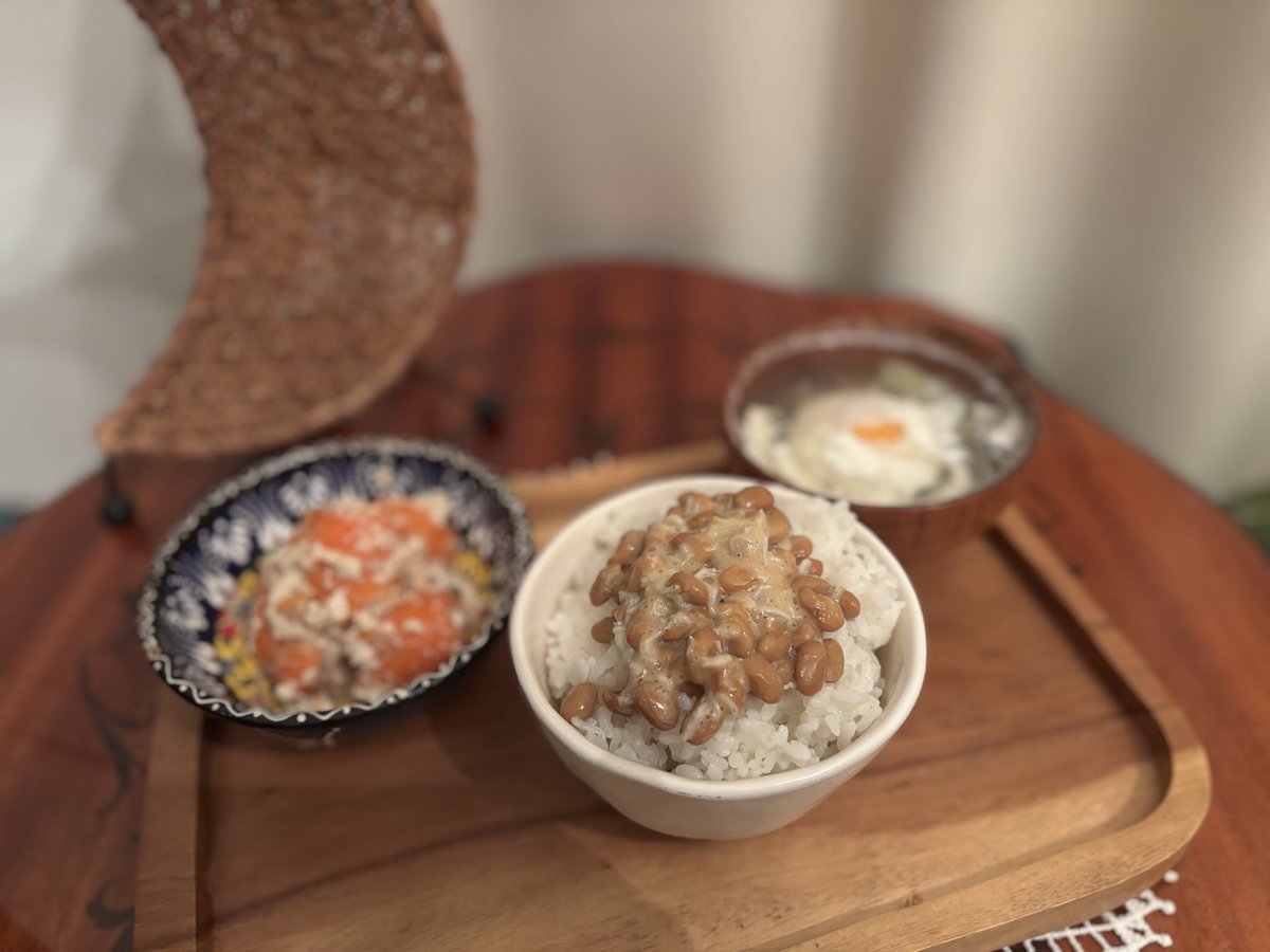 蒸しにんじんの白和え
納豆しらすごはん
葱とたまごの鶏スープ