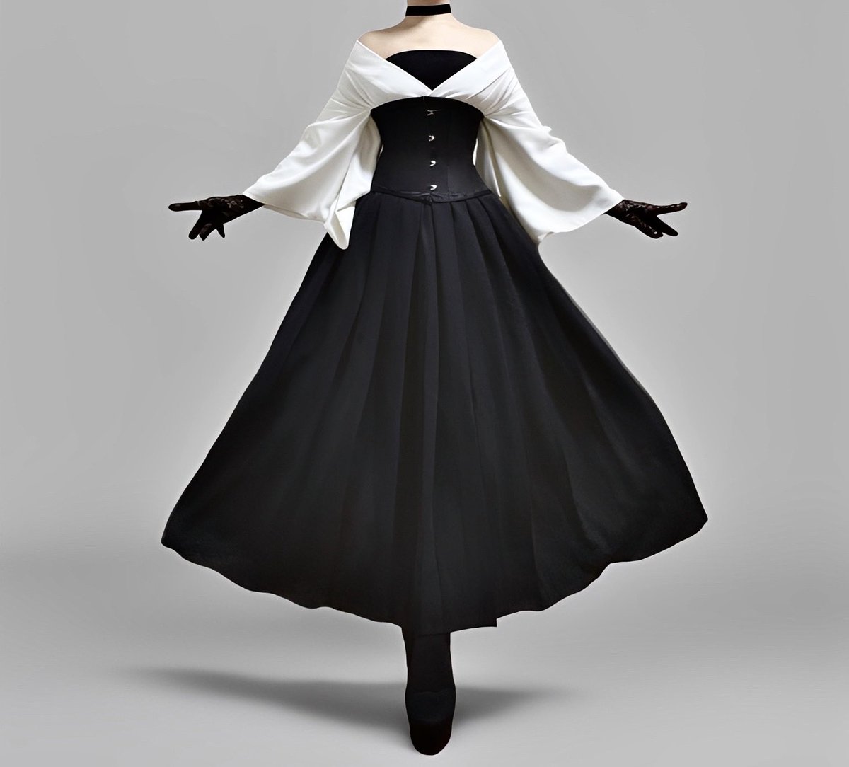 misamaru_kimono's tweet image. 大人エレガンスな和洋折衷コーデ。
白の半着物でオフショル風着付け×コルセットの現代的スタイルがかっこいい！