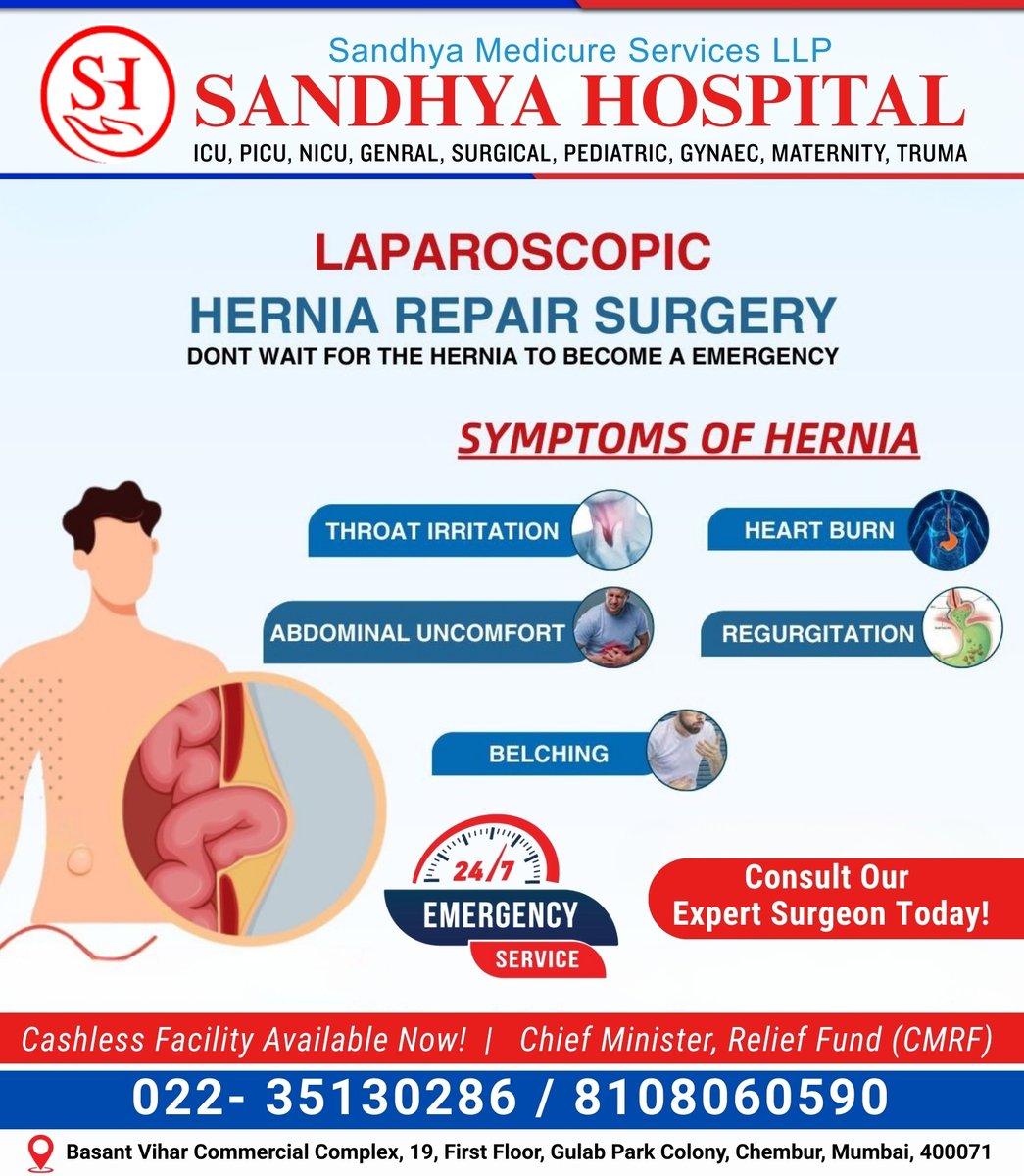 HospitalSa51116's tweet photo. ⚠️ Don’t Ignore a Hernia – Act Before It Becomes an Emergency 
Hernias can worsen over time if left untreated. Early laparoscopic repair ensures faster recovery and fewer complications.
🩺 Laparoscopic Hernia Repair Surgery 
👨‍⚕️ Consult Our Expert Surgeon Today!
#HerniaSurgery https://t.co/cGolhMgPLG