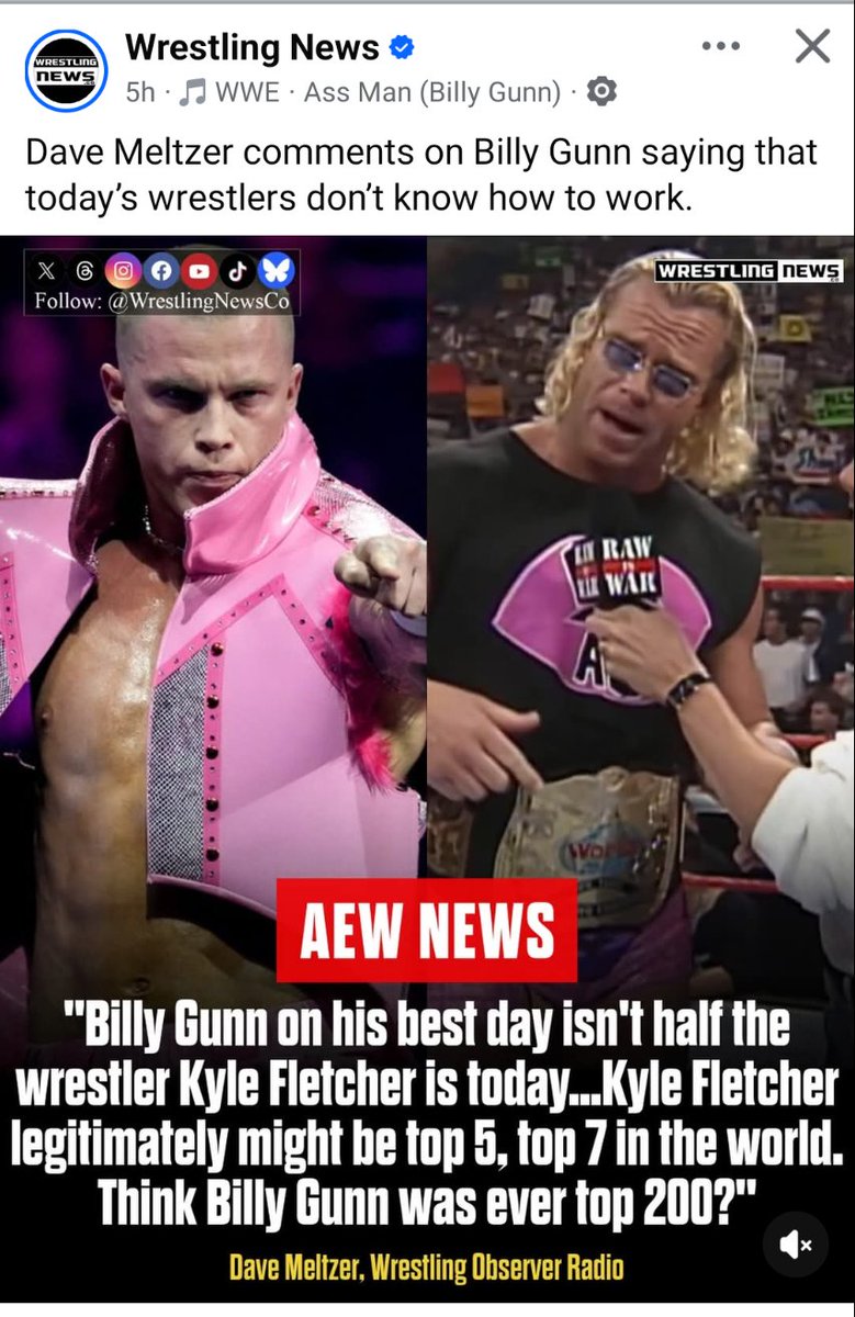 Wait ... Meltzer said Fletcher is (at least) Top Seven in the world?!

I admit, not a Fletcher fan, but not a Gunn fan either.

Billy Gunn got much closer and still IS still "Top Anyone Worth Discussing As Best In The World"