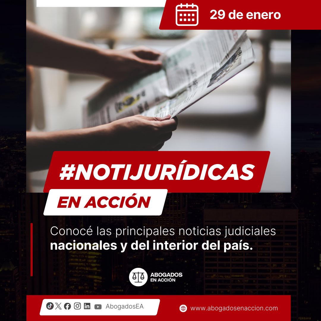 #NotiJurídicasEnAcción. Noticias del jueves 29 de enero. 

🔻 *NACIONALES* 🔻 
*Infobae* - Inspectores de ARCA confirmaron que no existe el domicilio que presentó la AFA para mudar su sede a Pilar
📎 acortar.link/41gzGQ 

*Infobae* - Causa por la quinta vinculada a la AFA en