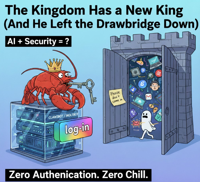 Remember when I said giving AI the "keys to the kingdom" was crazy? Well, Clawdbot/Moltbot just held a "Grand Opening" for the kingdom, and it turns out the lock was just a sticky note that said "Please don't come in."

#AI #CyberSecurity #Moltbot #Clawdbot #TechHumor